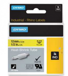 Dymo - Dymo RhinoPRO Isıyla Küçülen Şerit 12mmx1,5m Sarı/Siyah 18056