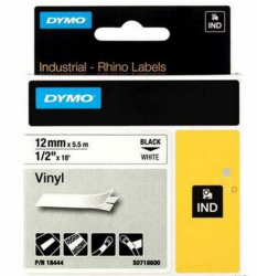 Dymo - Dymo RhinoPRO Renkli Vinil Şerit 12mmx5,5m Beyaz/Siyah 18444