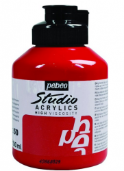 Pebeo - Pebeo Acrylic Studio 500 Ml. Kavanoz Quinacridone Scarlet 20 (Kiraz Kırmızısı)