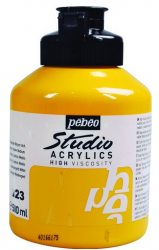 Pebeo - Pebeo Acrylic Studio 500 Ml. Kavanoz Medium Cadmium Yellow 23 (Limon Kadmiyum Sarısı)