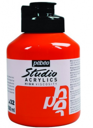 Pebeo - Pebeo Acrylic Studio 500 Ml. Kavanoz Cadmium Orange 32 (Kadmiyum Turuncusu)