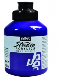 Pebeo - Pebeo Acrylic Studio 500 Ml. Kavanoz Dark Cobalt Violet 47 (Koyu Kobalt Moru)